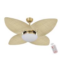 Ventilador De Teto Dormamu Dourado 4 Pás Palmae Natural 127v Com Controle - 1