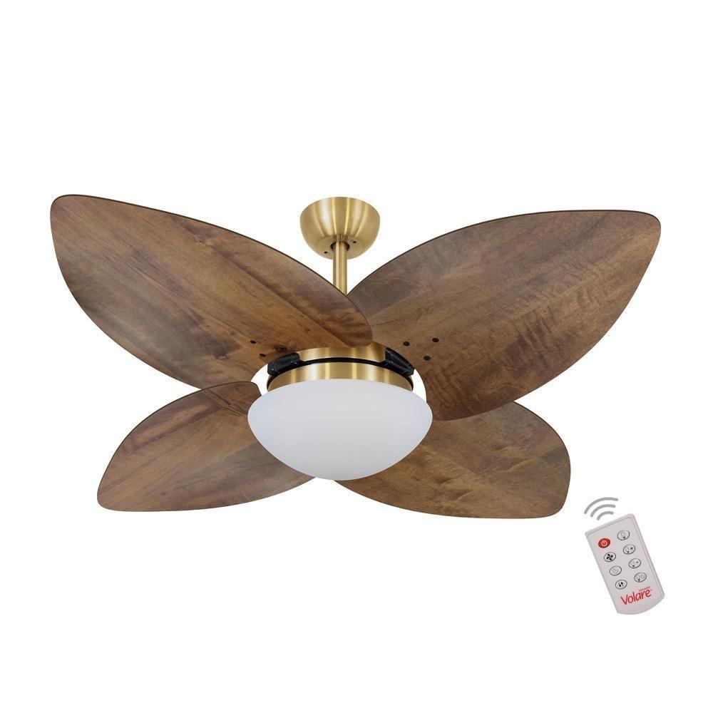 Ventilador De Teto Dormamu Dourado 4 Pás Rádica Imbuia 127v Com Controle - 1