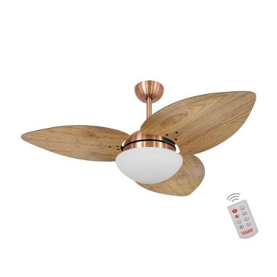 Ventilador de Teto Casa H Dormamu Cobre 120cm 3 Pás Rádica Freijó com Controle Remoto 220V
