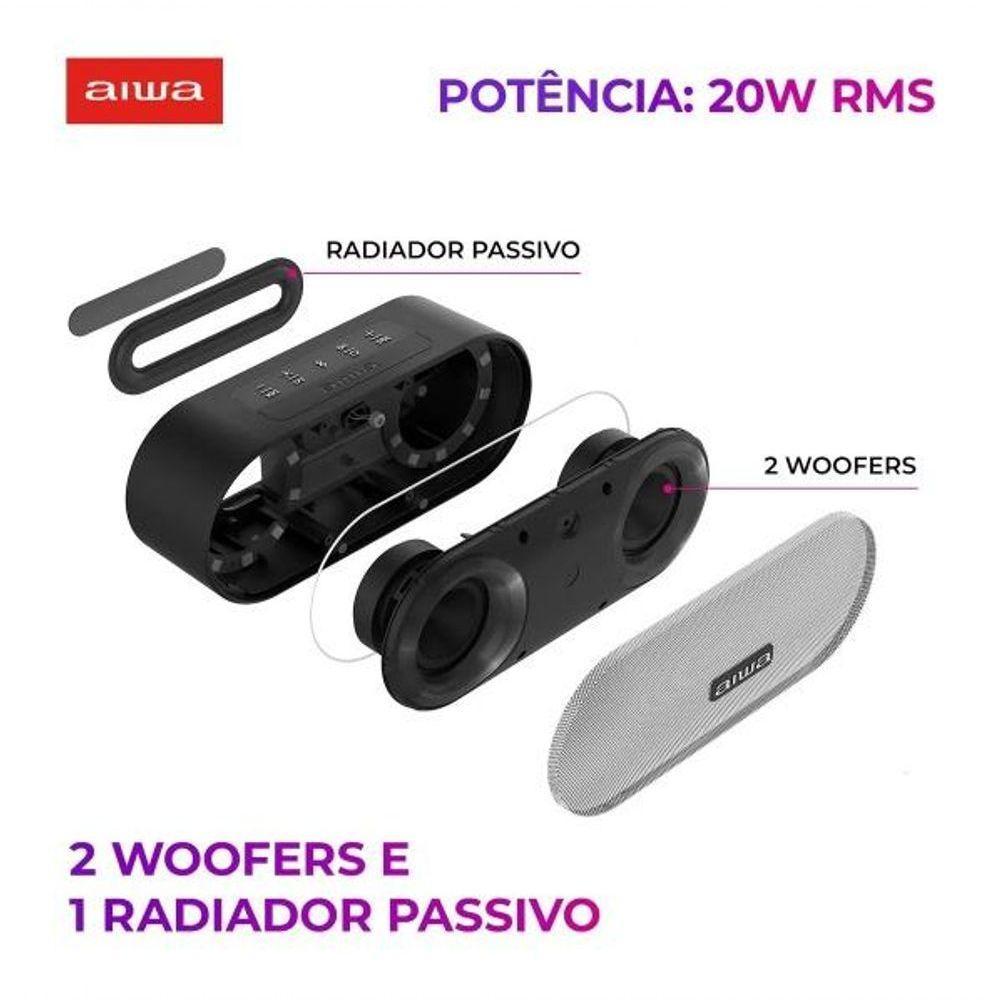 Caixa De Som Speaker Aiwa SP-01 20w BT 15h IP65 RGB Usb Tws Preto Bivolt - 2