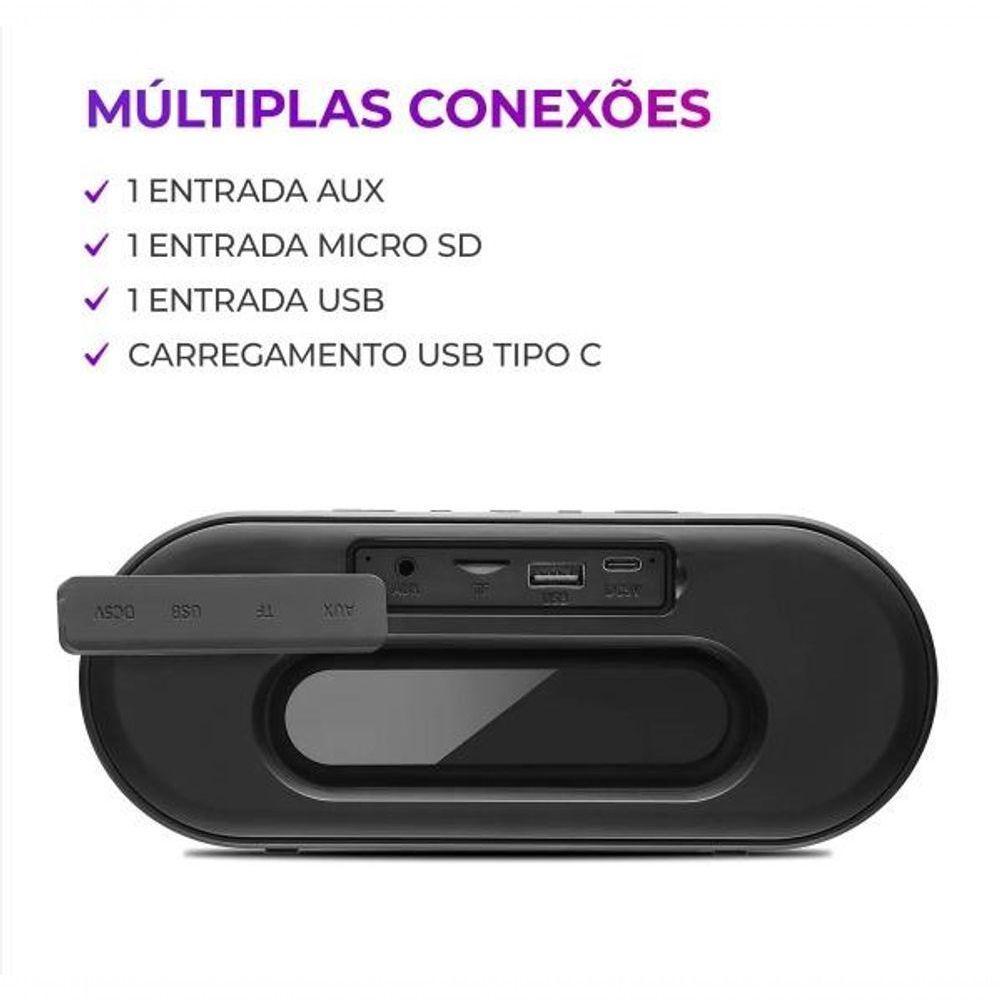 Caixa De Som Speaker Aiwa SP-01 20w BT 15h IP65 RGB Usb Tws Preto Bivolt - 10