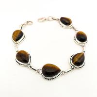 Pulseira Feminina Gotas De Olho De Tigre Em Prata De Bali 925 – Pedra Natural - 3