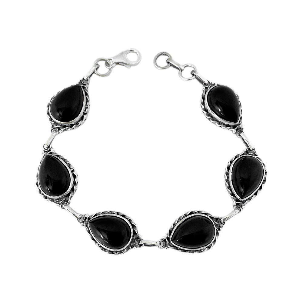 Pulseira Gotas Pedra Onix Prata De Bali 925 - 1