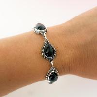 Pulseira Gotas Pedra Onix Prata De Bali 925 - 3