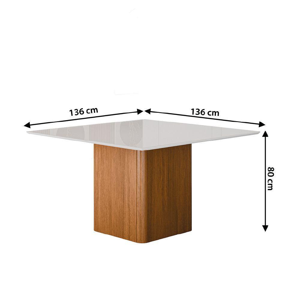 Conjunto Sala De Jantar Mesa Quadrada Montevideo 1,36m Com 8 Cadeiras Santiago Madeirado Off White - 3