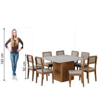 Conjunto Sala De Jantar Mesa Quadrada Montevideo 1,36m Com 8 Cadeiras Santiago Madeirado Off White - 6