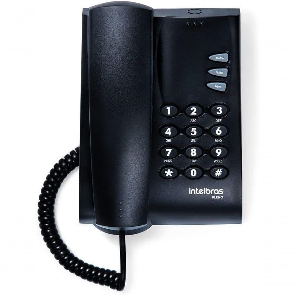 Telefone Intelbras Pleno Com Fio Sem Chave De Bloqueio Preto - 2