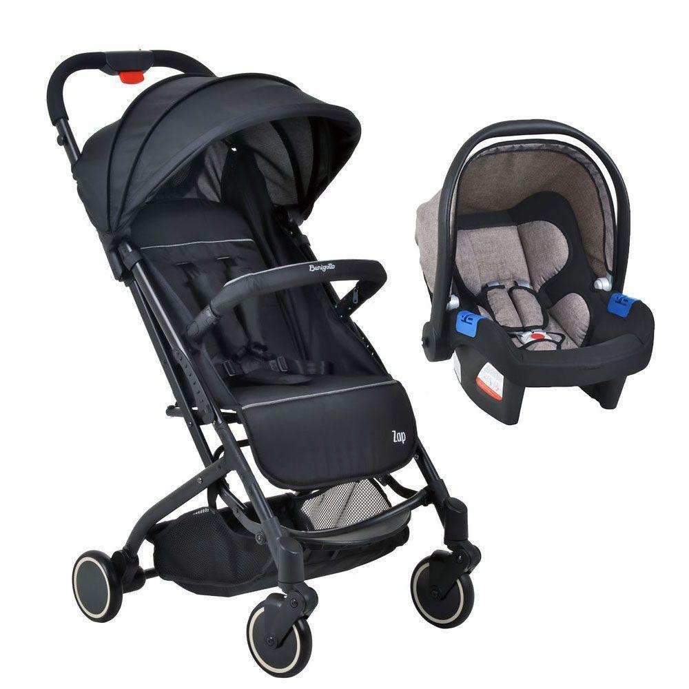 Carrinho De Bebê Burigotto Travel System Zap Com Bebê Conforto Touring X Cappuccino Preto - 1