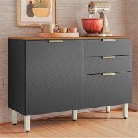 Balcão De Cozinha Alba 120cm Amêndola Grafito Prime Tx Com Tampo - Demóbile - 5