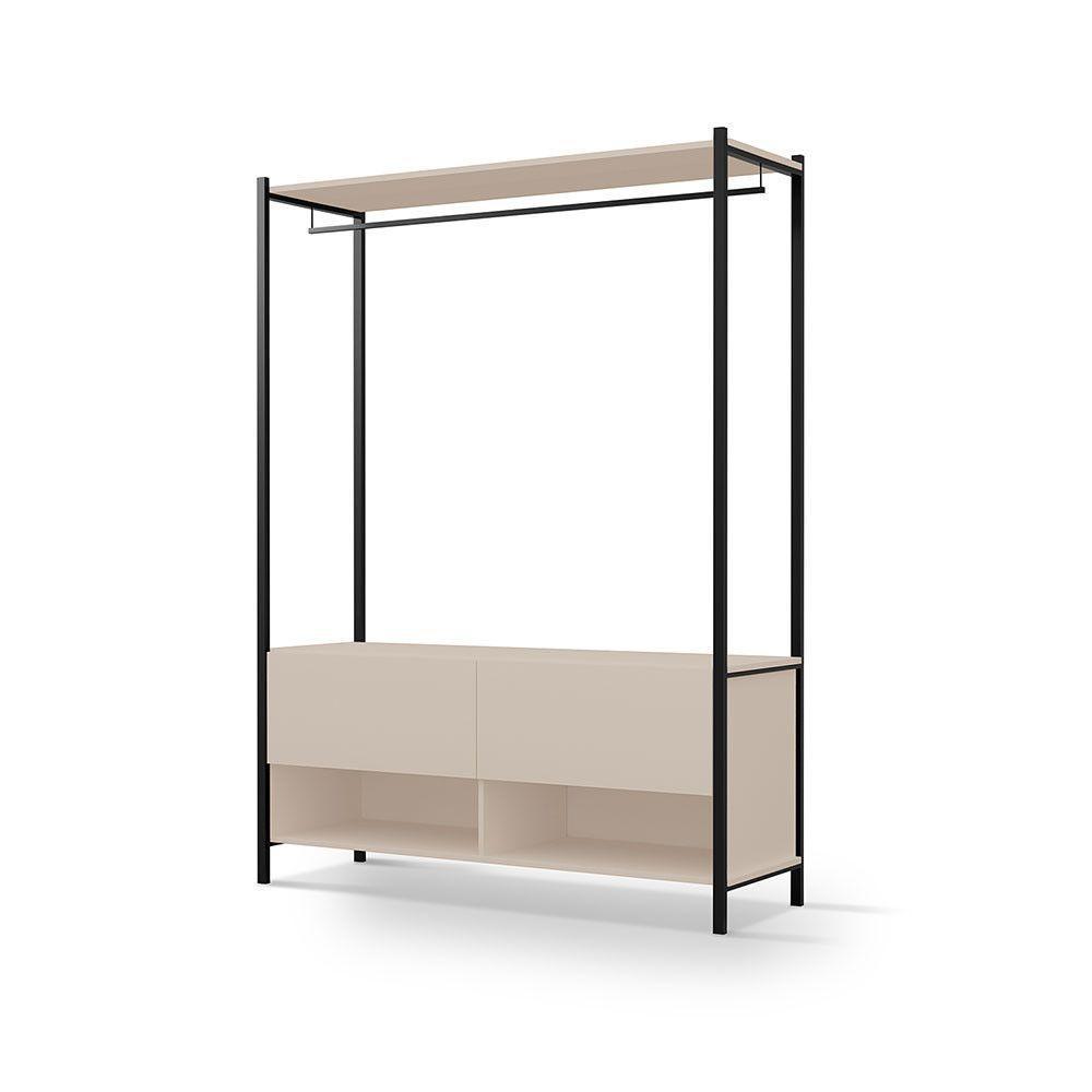 Closet Estilo Industrial Dallas 2 Gavetas Klm Móveis Preto Com Off White - 3