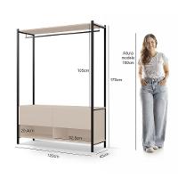 Closet Estilo Industrial Dallas 2 Gavetas Klm Móveis Preto Com Off White - 5