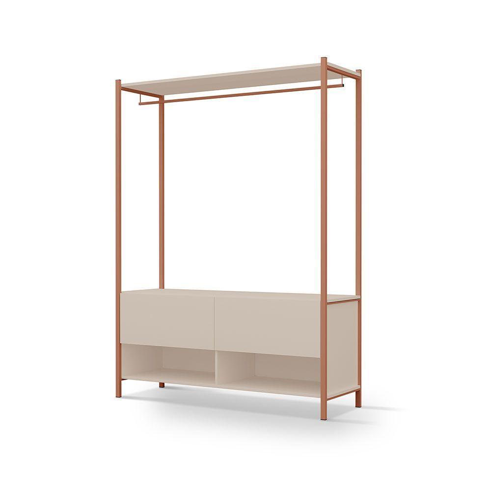Closet Estilo Industrial Dallas 2 Gavetas Klm Móveis Bronze Com Off White - 3