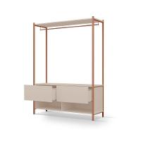 Closet Estilo Industrial Dallas 2 Gavetas Klm Móveis Bronze Com Off White