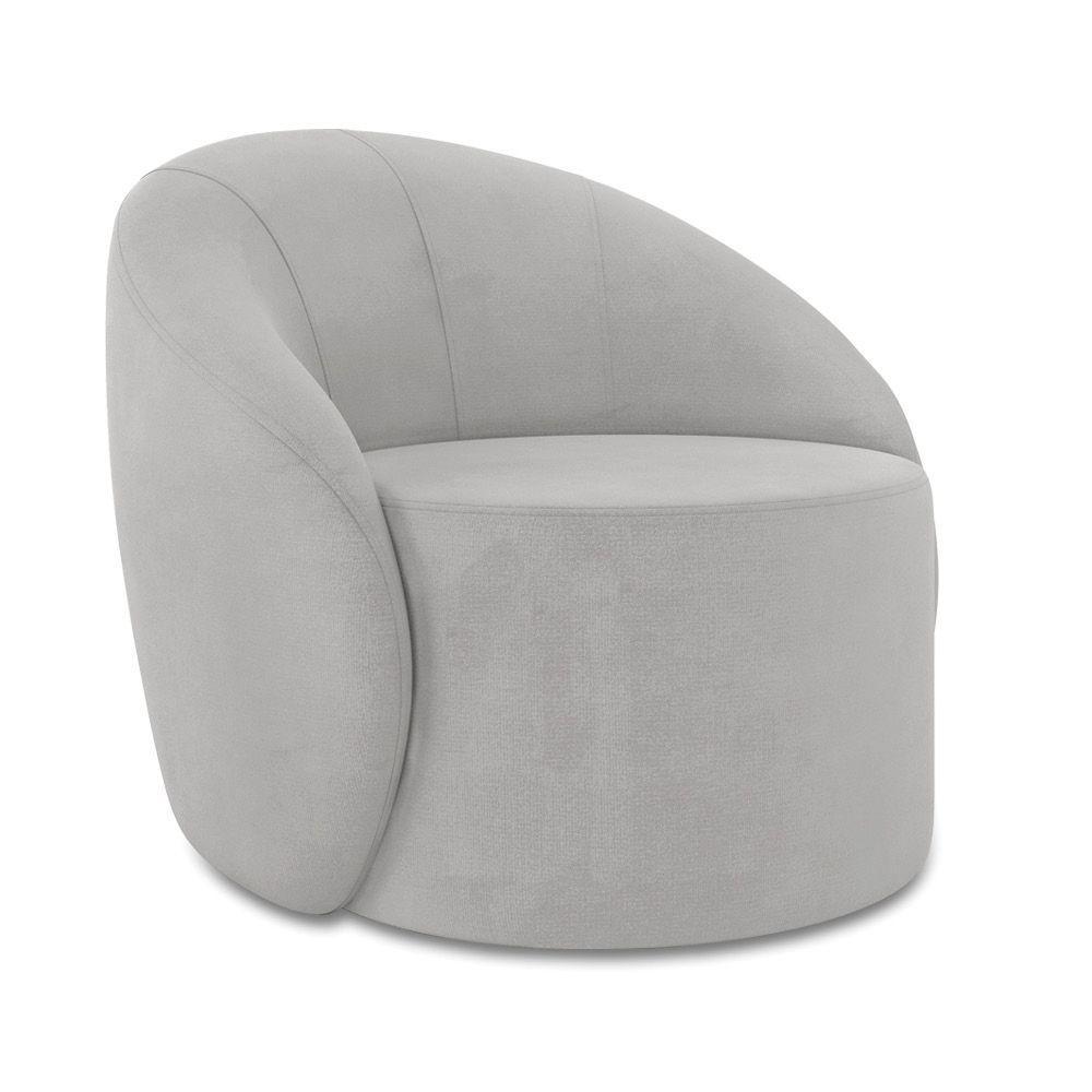 Poltrona Decorativa Orgânica Lua Suede Cinza D03 - D'rossi - 1