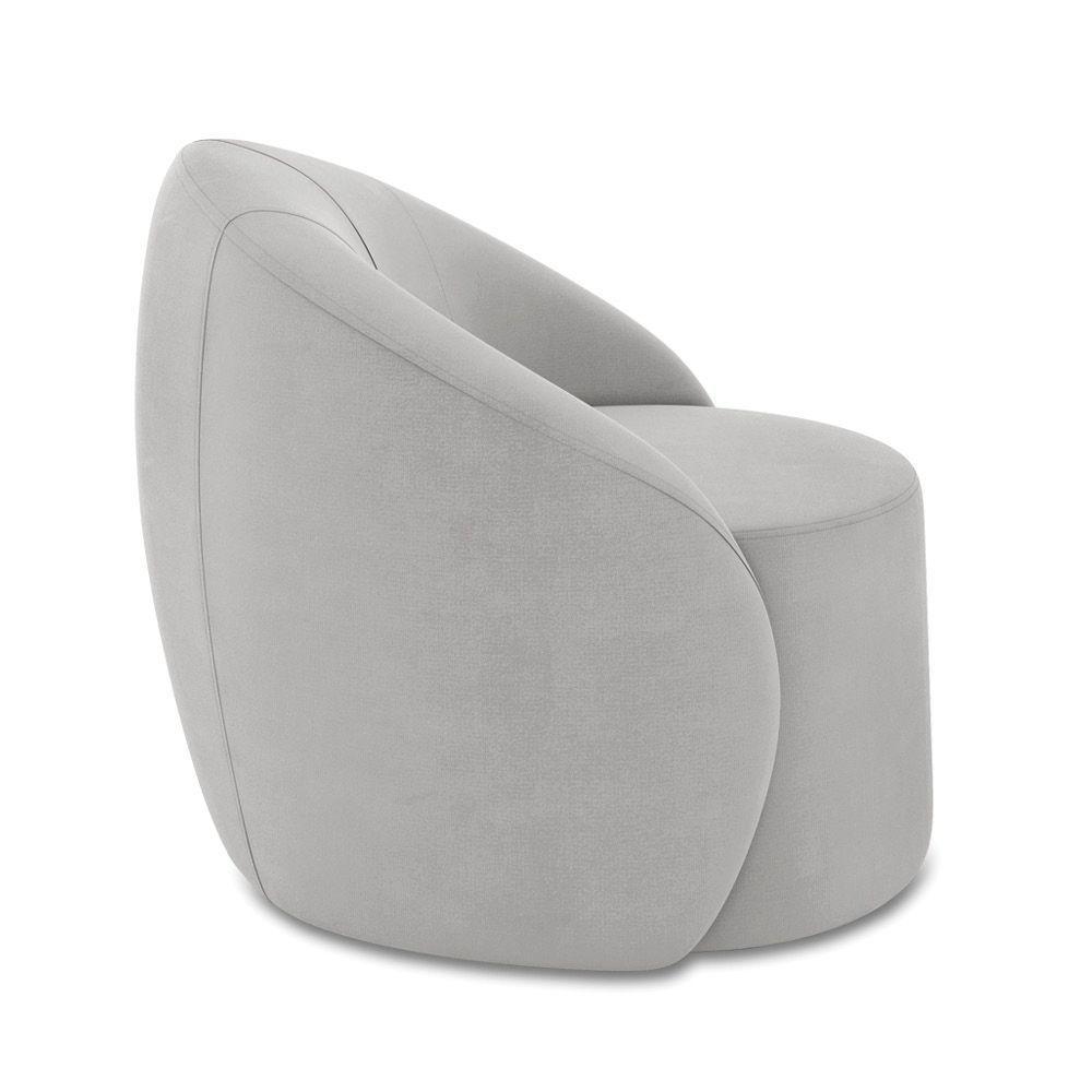 Poltrona Decorativa Orgânica Lua Suede Cinza D03 - D'rossi - 6