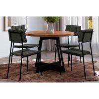 Conjunto Mesa De Cozinha átria 1594 Aço Com Tampo Madeirado 100cm E 4 Cadeiras Lou Preto Nogal Preto Grafite Carraro - 1
