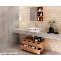 Conjunto De Banheiro Balcão C- Rodizios Bn3603 S- Cuba 80cm E Armário C- Espelho Bn3609 Amêndoa - Tecno Mobili - 1