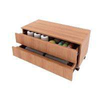 Conjunto De Banheiro Balcão C- Rodizios Bn3603 S- Cuba 80cm E Armário C- Espelho Bn3609 Amêndoa - Tecno Mobili - 5