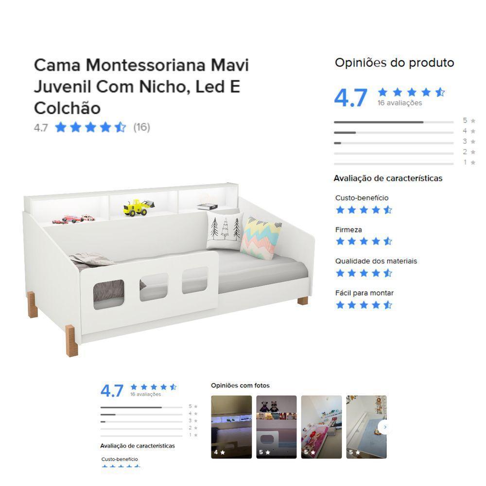 Cama Infantil Mavi Com Grade De Proteção Lateral E Colchão Confortável - 7