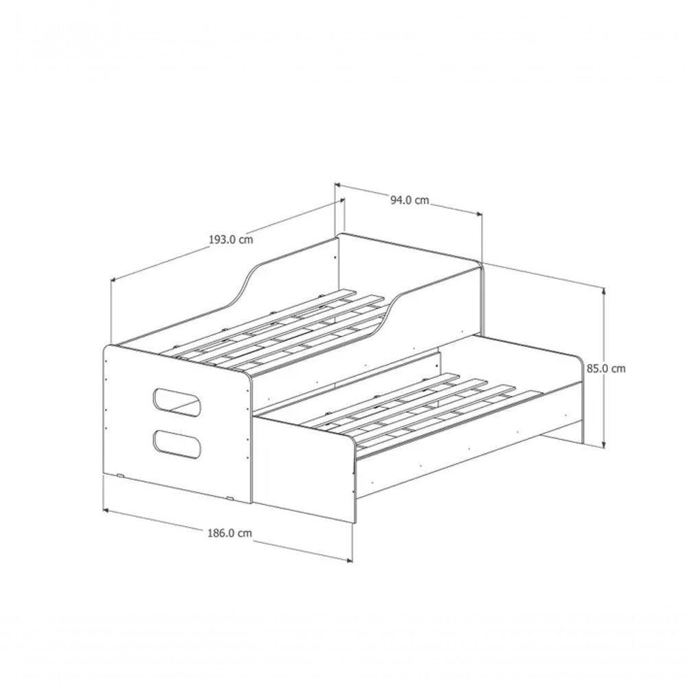Bicama Solteiro Com Cama Auxiliar Para Colchão 88x188 – Elis Reforçada Mdf - 2