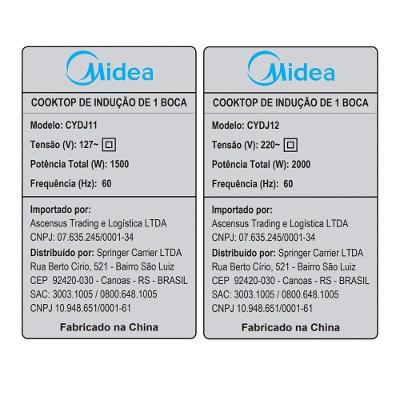 Cooktop Midea 1 Boca De Indução Portátil Even Pro 110V CYDJ11