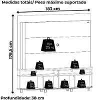 Estante Home Tv 65 Pol 2p 183 Cm Daytona Calacata Off White Madetec