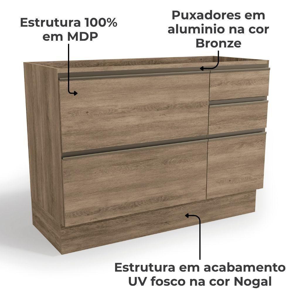 Balcao Pia Sem Tampo 1p 4g 120 Cm Maxxi G746 Nogal Kappesberg Nogal - 3