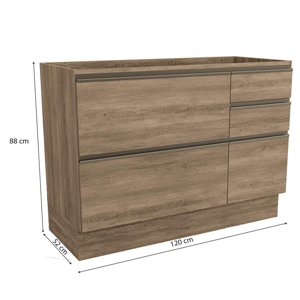 Balcao Pia Sem Tampo 1p 4g 120 Cm Maxxi G746 Nogal Kappesberg Nogal - 4