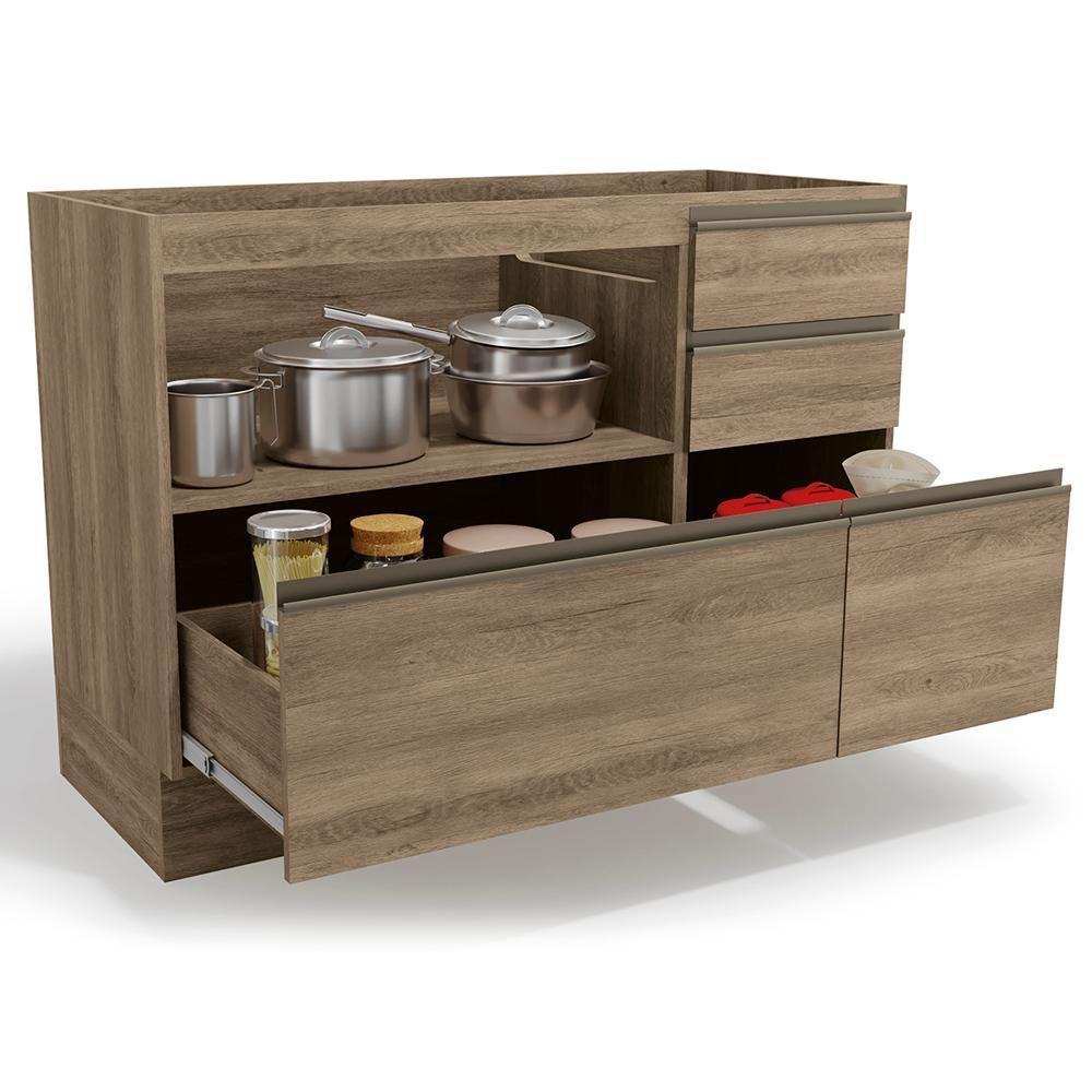 Balcao Pia Sem Tampo 1p 4g 120 Cm Maxxi G746 Nogal Kappesberg Nogal - 5