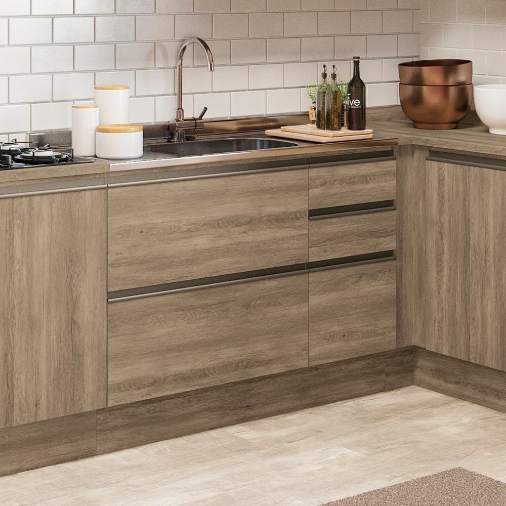 Balcao Pia Sem Tampo 1p 4g 120 Cm Maxxi G746 Nogal Kappesberg Nogal - 7