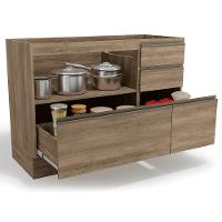 Balcao Pia Sem Tampo 1p 4g 120 Cm Maxxi G746 Nogal Kappesberg Nogal - 5