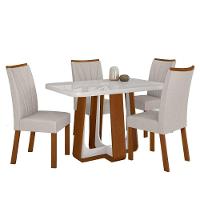 Conjunto Sala De Jantar Mesa Easy Pop 120x80cm Tampo Mdf 40mm Com 4 Cadeiras Confort Linho Mosaico Cinza Frassino/off - 2