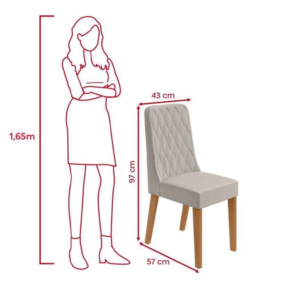 Conjunto Sala De Jantar Mesa Easy Pop 120x80cm Tampo Vidro/mdf Com 4 Cadeiras Seat Linho Mosaico Cinza Amendoa/off - 4