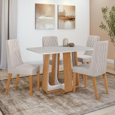 Conjunto Sala de Jantar Easy Pop 4 Lugares Tampo Vidro Cinza 120x80cm