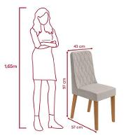 Conjunto Sala De Jantar Mesa Easy Pop 120x80cm Tampo Vidro/mdf Com 4 Cadeiras Seat Linho Mosaico Cinza Amendoa/off