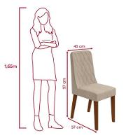 Conjunto Sala De Jantar Mesa Easy Pop 120x80cm Tampo Vidro/mdf Com 4 Cadeiras Seat Linho Bege Frassino/off White