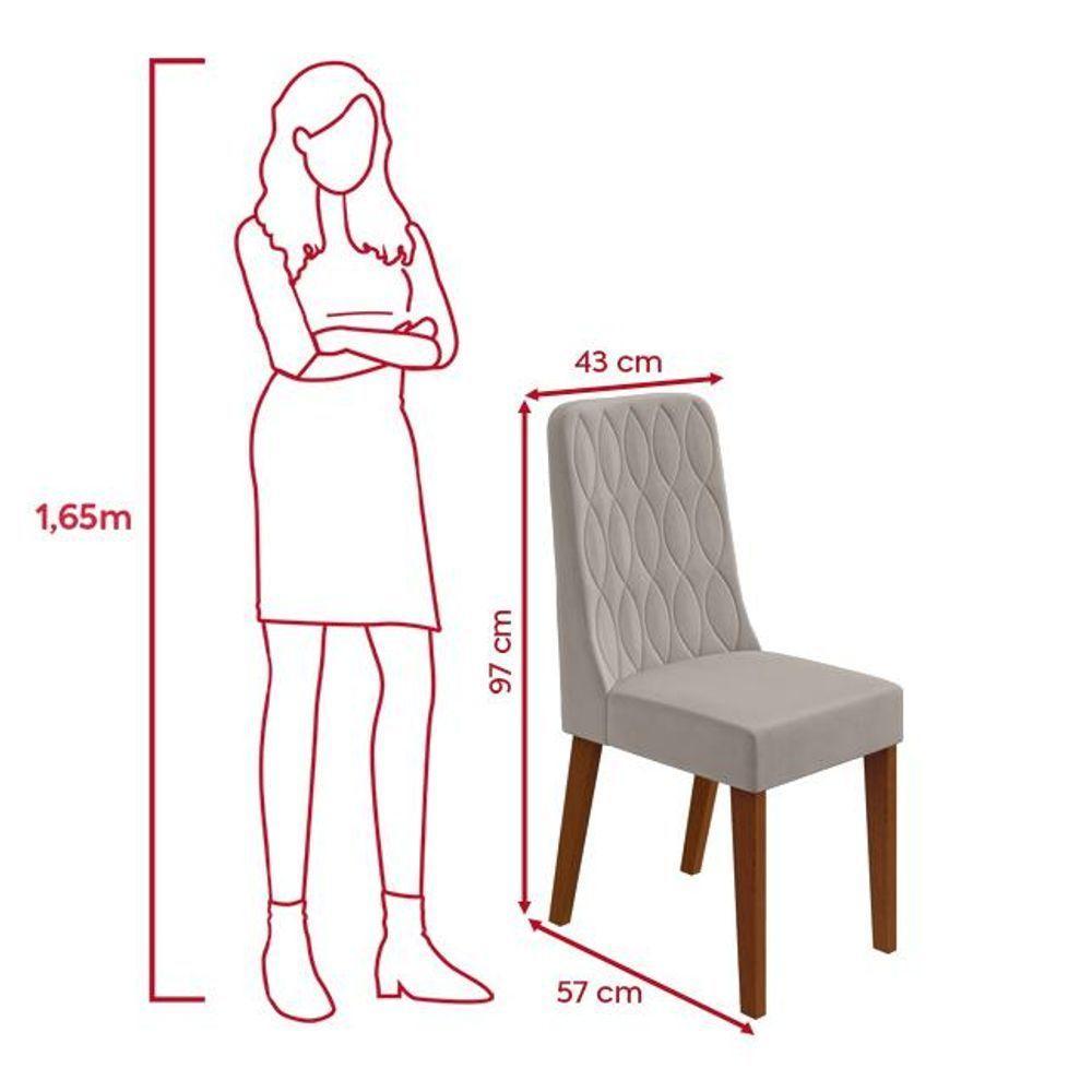 Conjunto Sala De Jantar Mesa Easy Pop 120x80cm Tampo Vidro/mdf Com 4 Cadeiras Seat Veludo Capuccino Frassino/off - 4