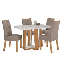 Conjunto Sala De Jantar Mesa Easy Pop 120x80cm Tampo Mdf 40mm Com 4 Cadeiras Confort Suede Animale Bege Amêndoa/off - 6