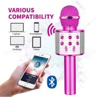 Microfone Karaoke Bluetooth Sem Fio Recarregável - Rosa - 3