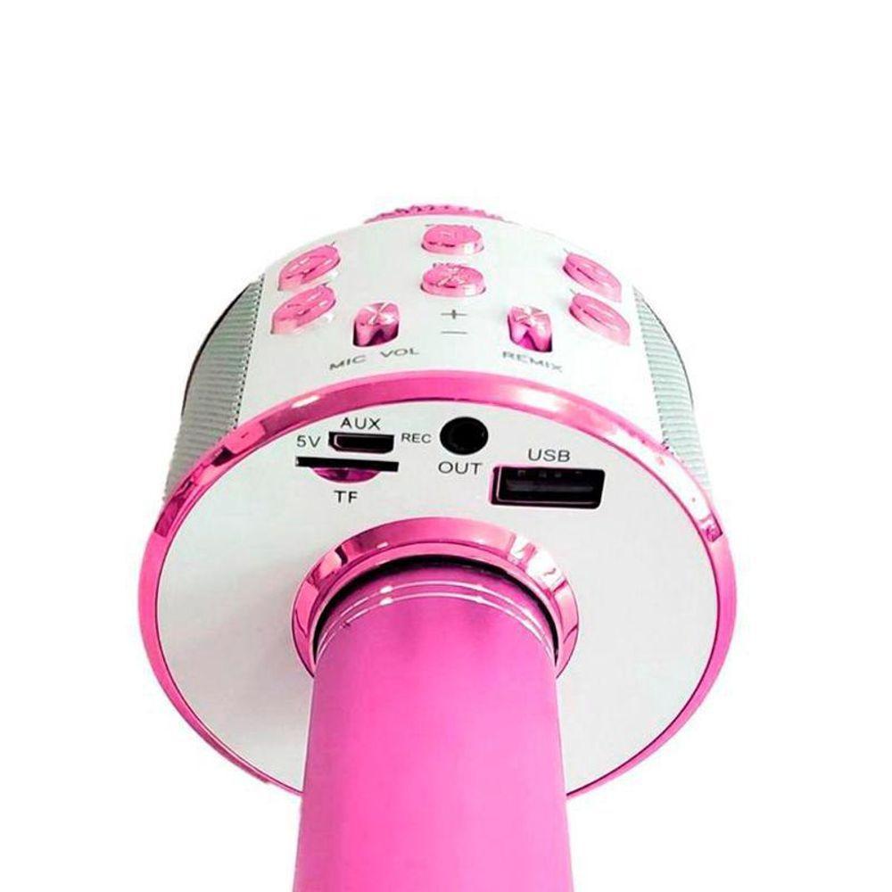 Microfone Bluetooth Karaokê Sem Fio - Rosa - 3