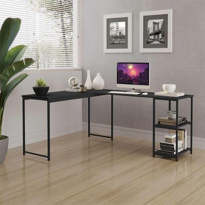 Mesa Em L Office Em Mdf Estilo Insdustrial Klm Store Preto