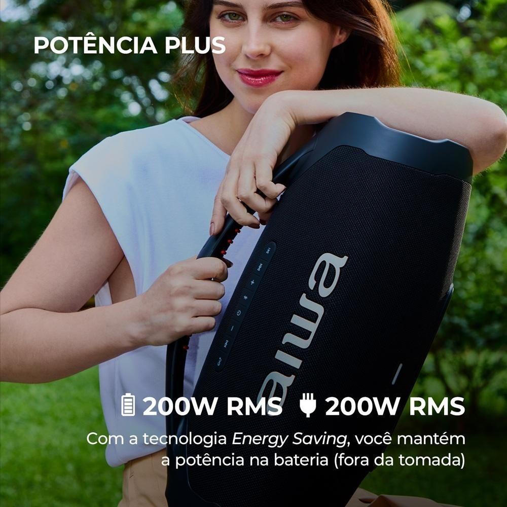 Caixa De Som Aiwa Boombox Plus 200W Bluetooth 30H LP66 USB Preta BBS-01-B Bivolt - 3