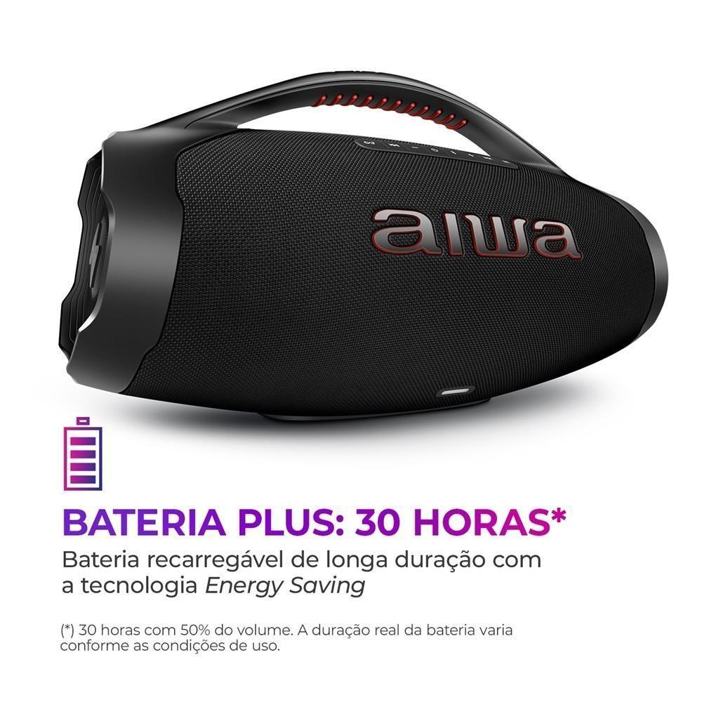 Caixa De Som Aiwa Boombox Plus 200W Bluetooth 30H LP66 USB Preta BBS-01-B Bivolt - 7