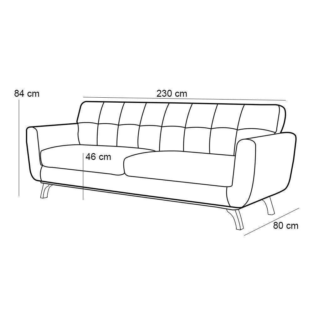Sofá 3 Lugares Sala De Estar Loki Bipartido 230 Cm Rústico G15 - Gran Belo - 2