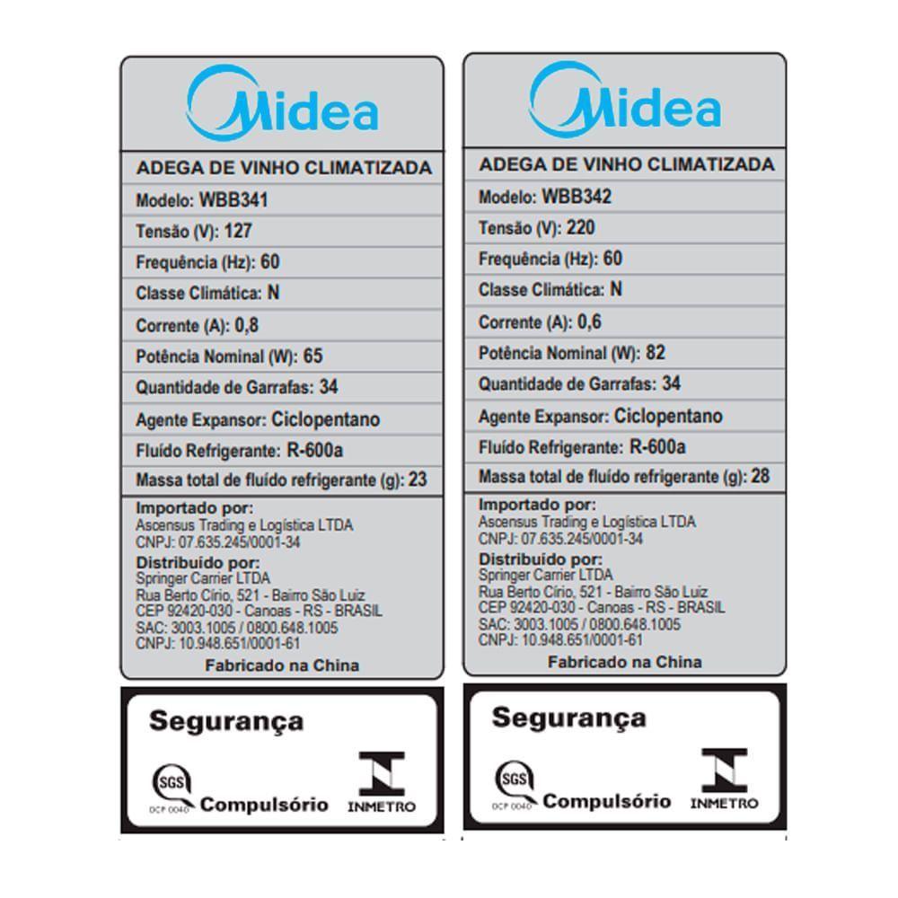 Adega Climatizada De Vinhos Midea 34 Garrafas WBB341 110V - 7