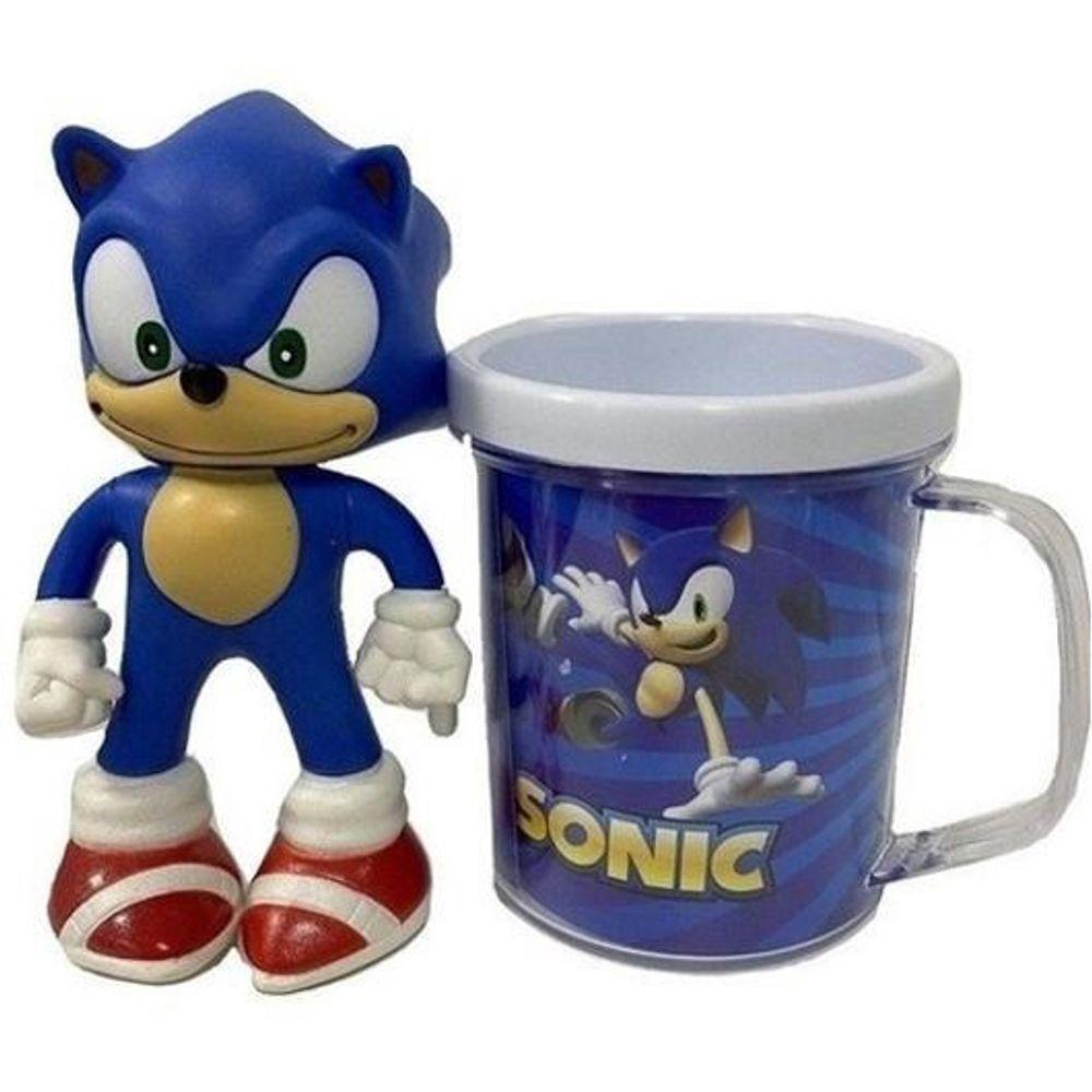 Kit Sonic The Hedgehog Caneca + Boneco 16cm - 1