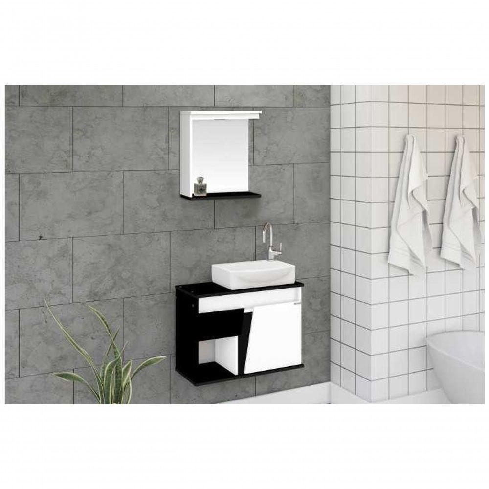 Kit Armario Banheiro Suspenso Sicilia 67cm Preto - Rorato - 1