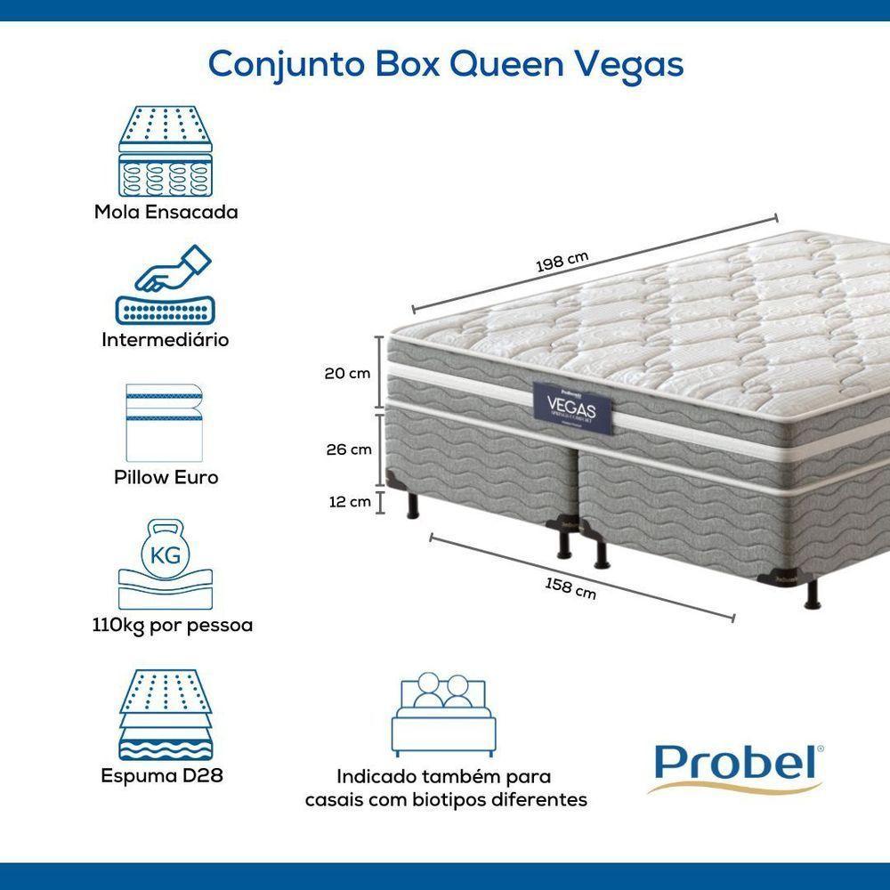 Conjunto Box Queen Mola Ensacada Prodormir Vegas Comfort (158x198x46cm) - 7
