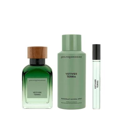 Kit Adolfo Dominguez Vetiver Terra - Eau De Parfum 120ml + Desodorante 150ml + Miniatura 10ml