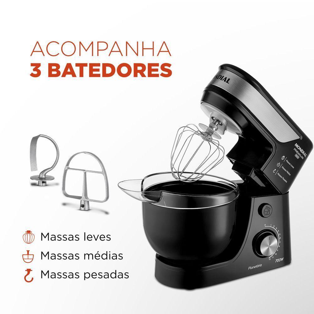 Batedeira Planetária Mondial Premium Bp-01p-b Batedeira Planetária-220v-preto/inox - 7